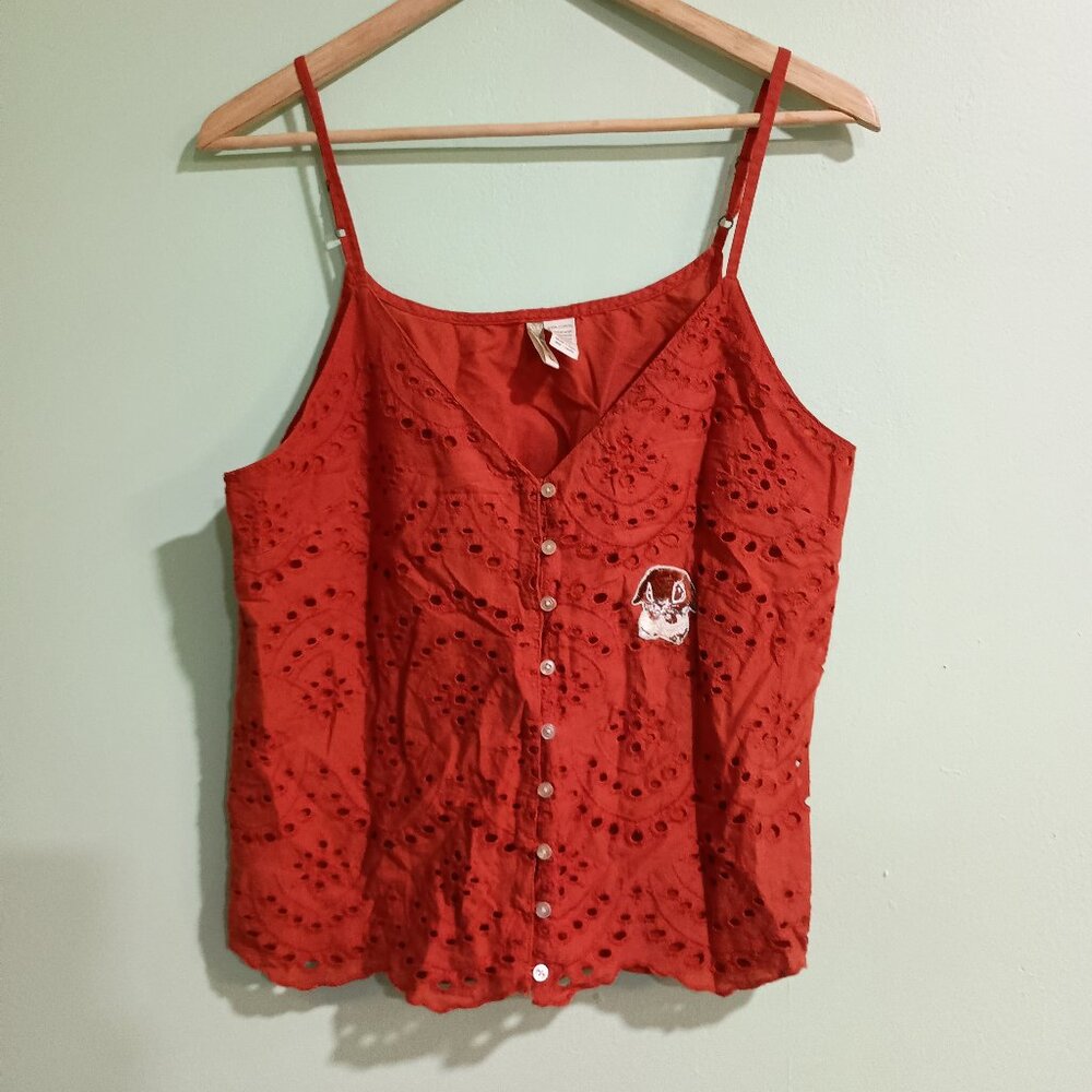 Red Lace Cropped Shirt